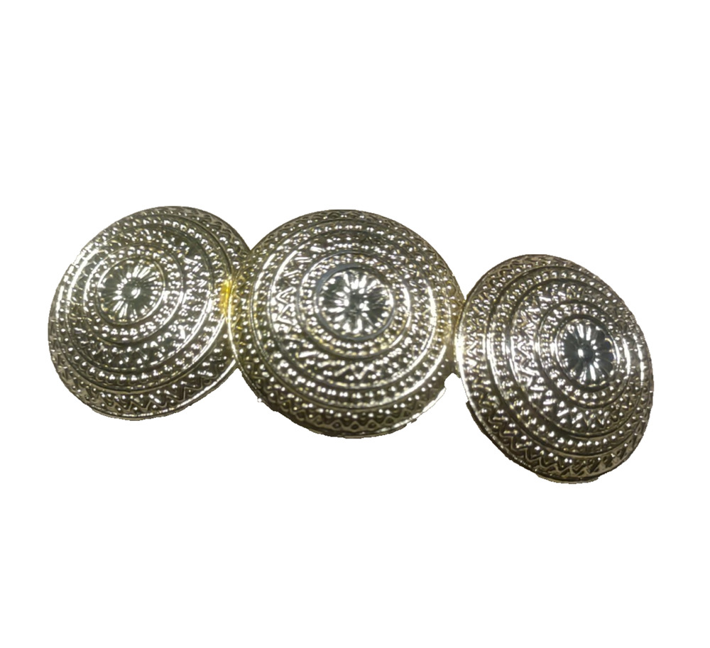Gold Tone Shield Hair Barrette Tension Clip